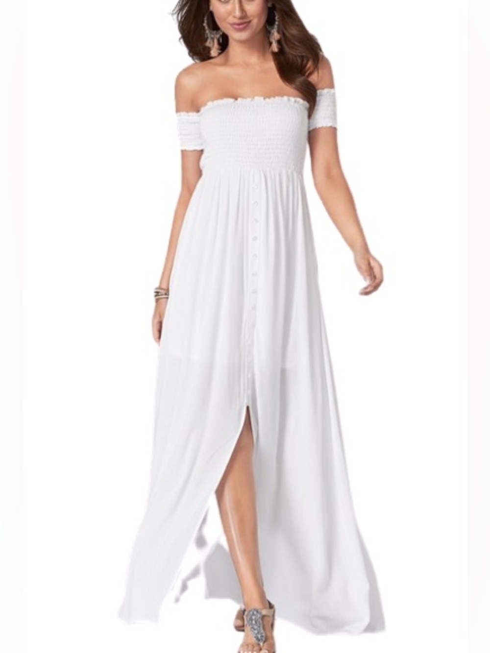 Plus Size White Off Shoulder Maxi Dress | Venus | Size 18